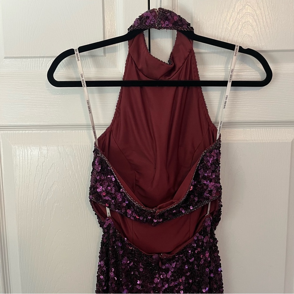 NWT Sherri Hill Purple Sequin Halter Dress Size 2 - Picture 7 of 13